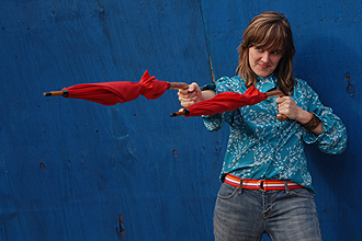 Gretchen Witt firing umbrellas